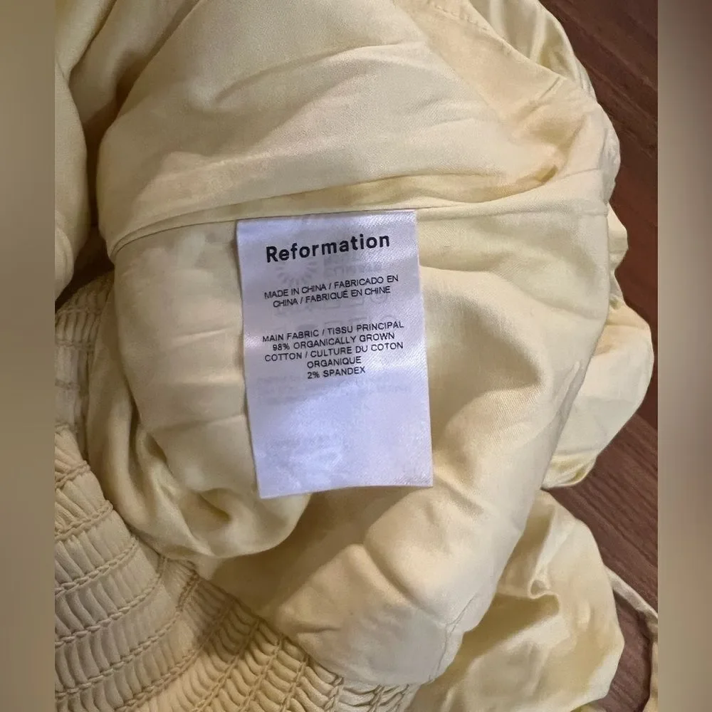 Reformation Joi Yellow Ruched Women's Top size 4 NWT